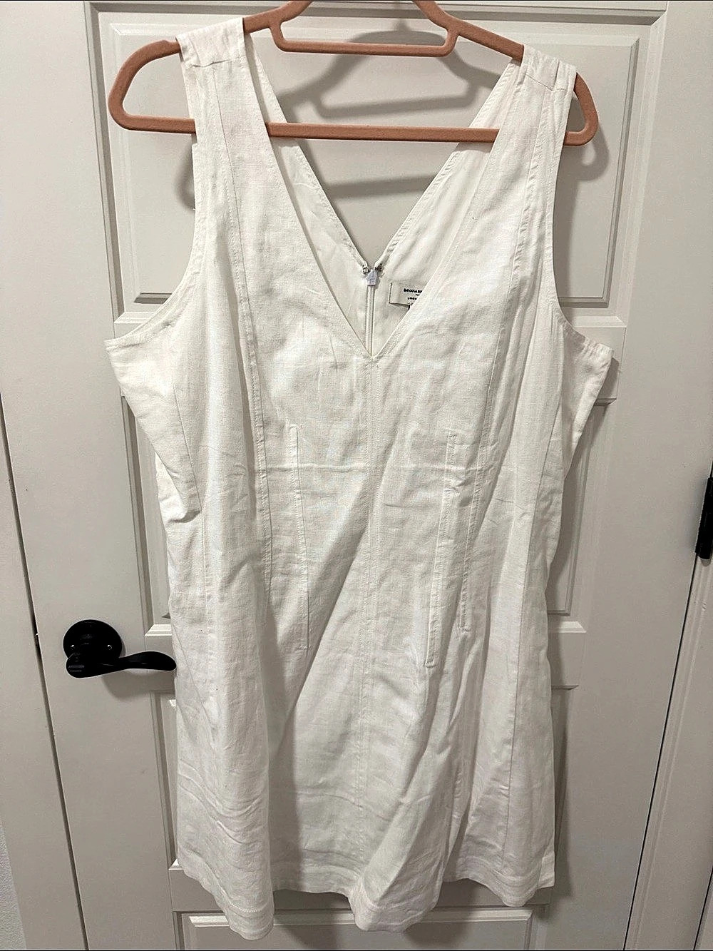 Banana Republic Linen-Blend Seamed Bodice Mini Dress White Size 16